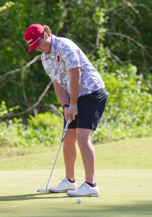Alex Bock of Freedom putts at the Burke County championship match earlier this spring. Bock this week finished at 3-under and tied for fifth place in the NCHSAA 3A state championships.
