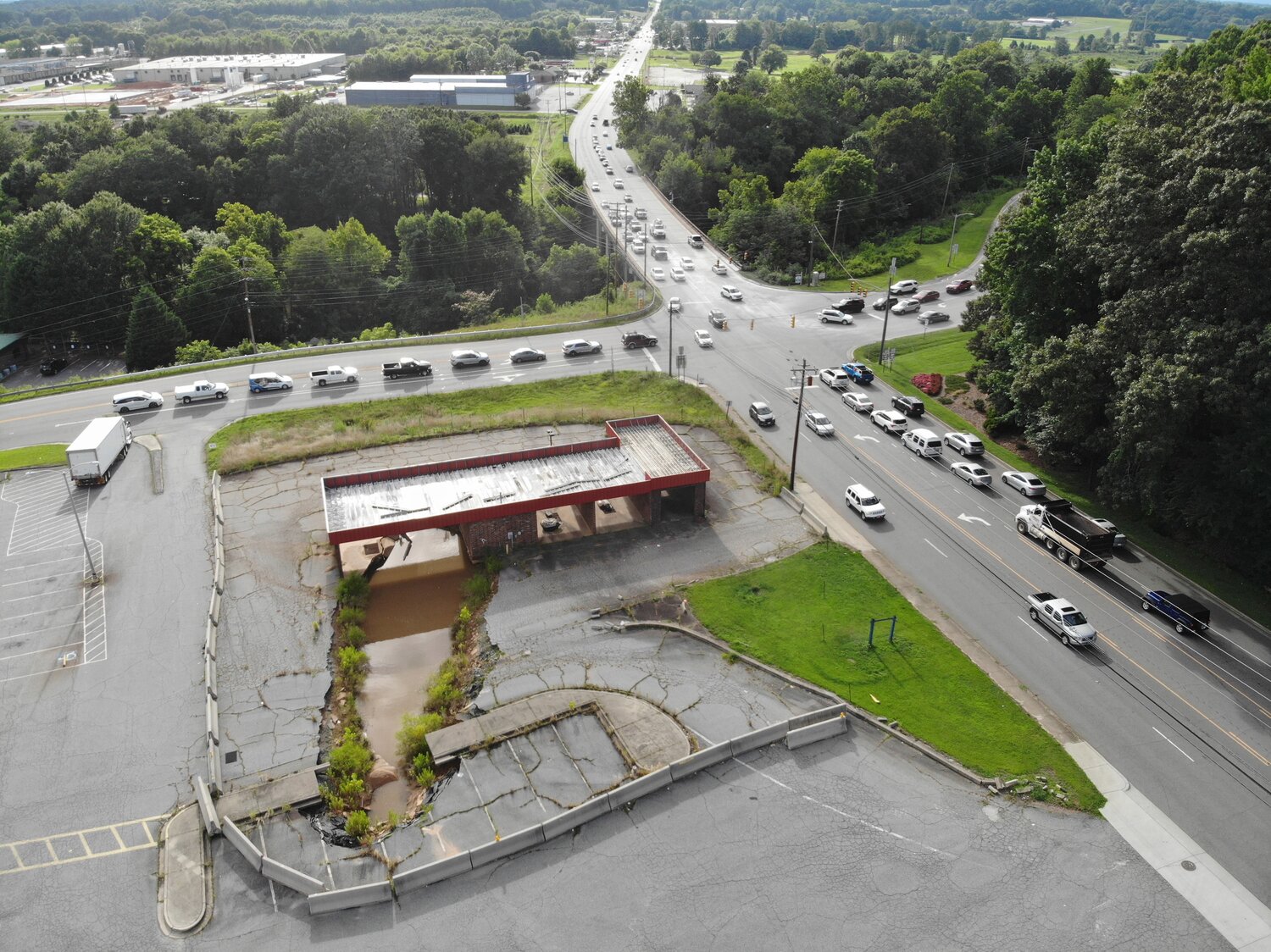 Two major highways and the Catawba River are threatened by the ongoing presence of the sinkhole next to the Morganton Post Office.