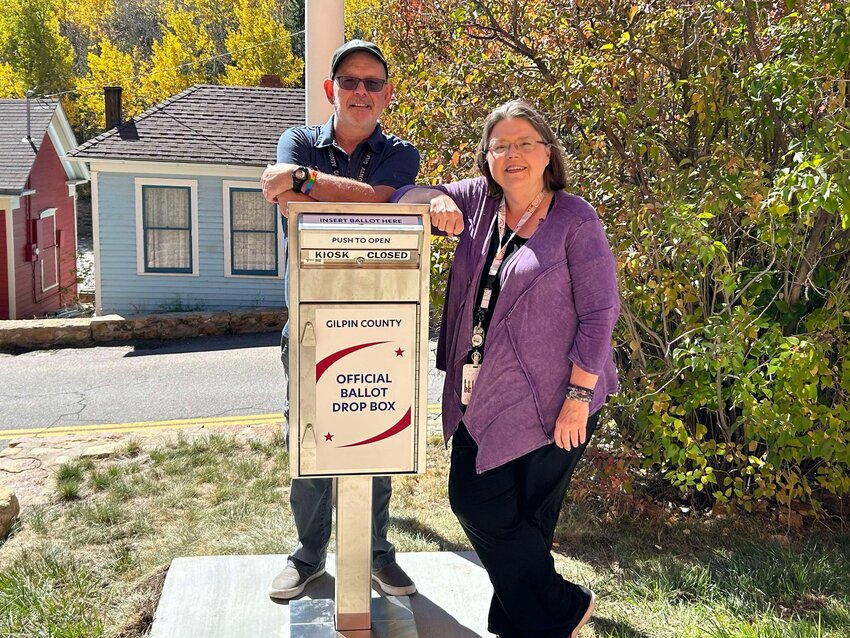 Remember to vote! 
Clerk McCormick with Chief Deputy Clerk Joe Self at the Courthouse in Central City. 