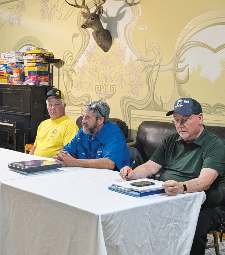 <p><strong>Candidates share common goals</strong></p><p>Barbara Hardt, managing editor of The Mountain-Ear, leads the Central City Council candidate forum at the Central City Elks Lodge, as candidates (from the left) Chuck Spencer, Dennis Denson, and Zane Plsek discuss their visions for the future of the city.</p>