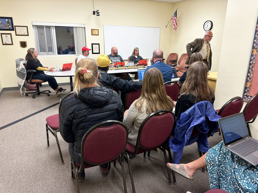 <p><strong>Full house</strong></p><p>The Gilpin RE-1 boardroom was full for the Meet and Confer meeting with staff at the October 1, 2024, board of education meeting.</p>