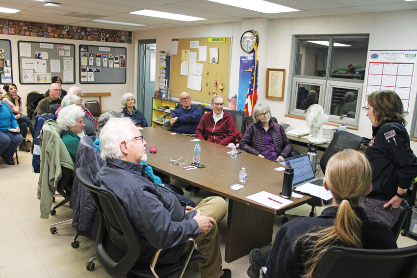 Saving livesAllenspark residents pay close attention while Paramedic Linda Alexander and EMT Rachel Oppermann discuss the dangers of suffering from a stroke.