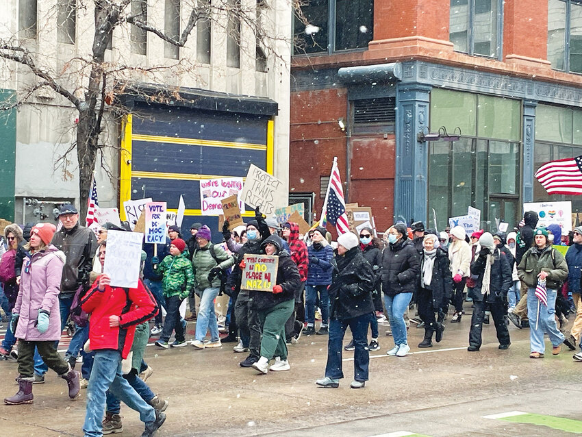 Out in forceHundreds of protestors from across the state gathered at the Colorado State Capitol on President