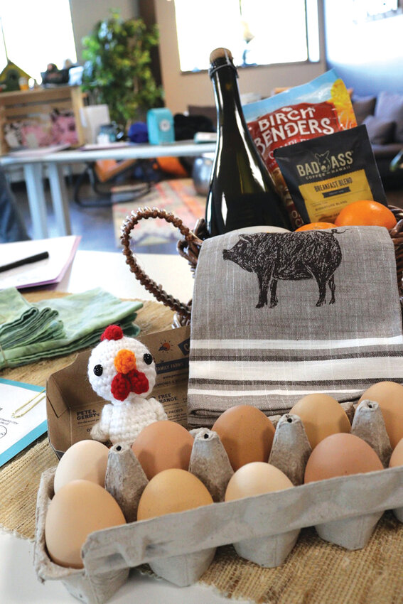 Cute and essentialThis "Farm Fresh" breakfast bundle, donated by Little Dish Pottery, included the most coveted of breakfast items...eggs.