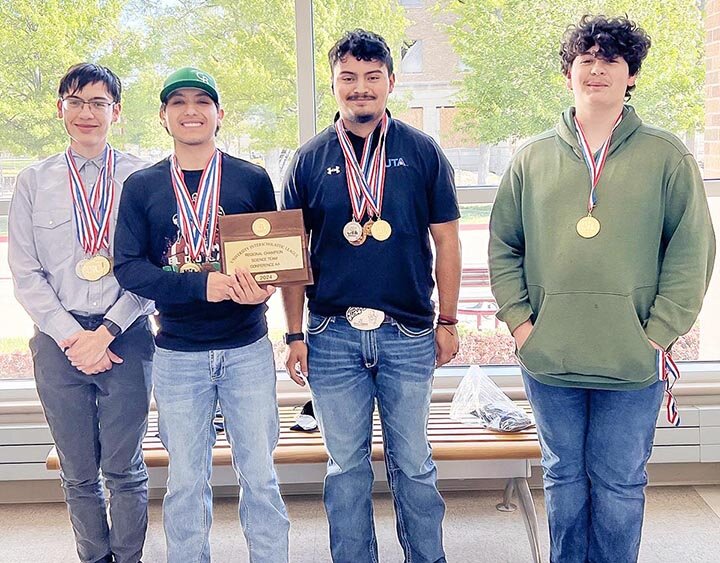 STATE BOUND SCIENCE TEAM -- The EHS science team is advancing to the State UIL Academic Meet after placing first at 2024 Regional UIL Academic Meet held in Canyon on April 26th. Team members are Isaiah Seymore, Ricky Romo, Raul Iglesias and Ethan Seymore. Ethan Seymore will be advancing to State UIL Academic in Math. -- COURTESY PHOTO