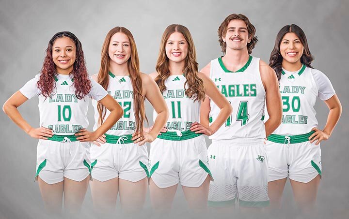 ACADEMIC ALL-STATE SELECTIONS -- Five EHS basketball players earned Academic All-State honors. They include (L-R) Minelly Montes - Second Team; Allison Meador - Honorable Mention; Ava Rodriguez - Honorable Mention; Cade Parker - Elite; and Naomi Martinez - Honorable Mention. -- COURTESY PHOTO