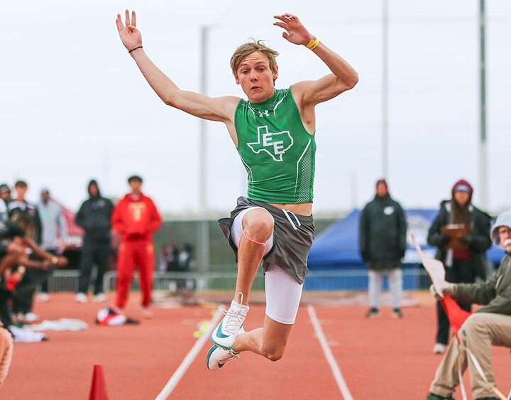 TRIPLE JUMPING TO THE STATE MEET -- Kember Briley will represent Eldorado High School at the State 2A Track Meet in Austin on May 2nd after placing third in the triple jump with a distance of 44-11.50 at the Regional Meet in Canyon last week. His was the best 3rd Place jump in Texas, qualifying him to advance to the State Meet as a wildcard. -- JAY SEDBERRY | ROPES ISD