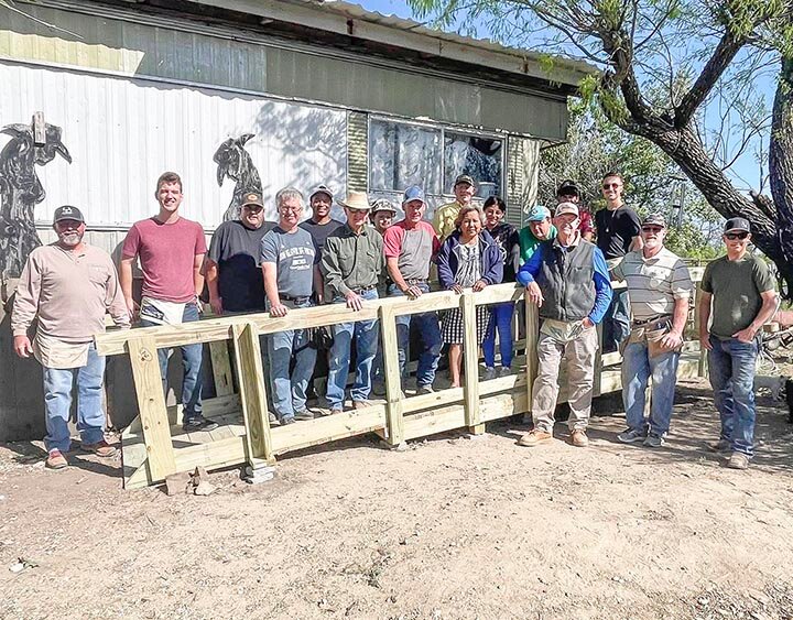 The Texas Ramp Project volunteers from Eldorado, San Angelo, Wall, and Goodfellow AFB came together on Saturday April 12th to build a ramp for the Nava family at their home on County Road 300. Volunteers included Jason Chatham, Chris Taylor, D.J. Criswell, William Schwartz, Dwayne (Goodfellow), Bud Arndt, Hudson Criswell, Mike, Don Richters, Ron Springer, Tammy Criswell, Joseph (Goodfellow), and Gary Gilbert.  The next project in Eldorado will be on May 3rd. -- COURTESY PHOTO