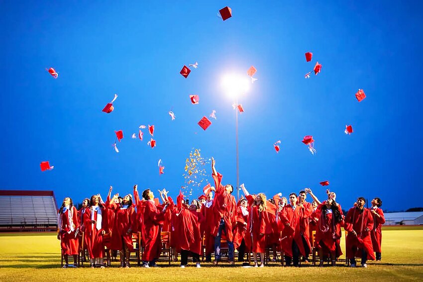 THAT’S A WRAP
On Friday, May 23, 2025, the small but mighty graduating class of 2025 toss their caps into the air after they all walked the stage closing out their time at Sonora High School. AMANDA HILL PHOTOGRAPHY