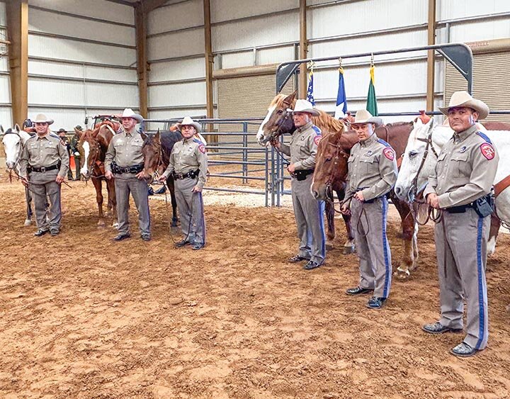 DPS MOUNTED BORDER PATROL TROOPERS -- Members of the Texas DPS Border Mounted Patrol Unit posed with their horses following their graduation ceremony on Monday, November 25th. The three teams of troopers and their equine partners are being assigned to duty stations in Eagle Pass, Carrizo Springs and Del Rio. |-- COURTESY PHOTO