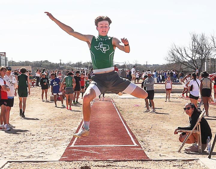 RECORD BREAKER -- Andrew McGee placed first the triple jump and set a personal record with a distance of 41’ 6.5” on Thursday, March 6th at the Lions Relays in Ozona. -- RAY GLASSCOCK | SPECIAL TO THE ELDORADO SUCCESS