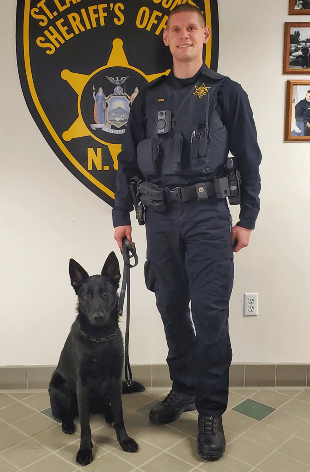 Above is Deputy Robert Lent with K-9 Knowlton. Photo submitted by St. Lawrence County Sheriff’s Office.