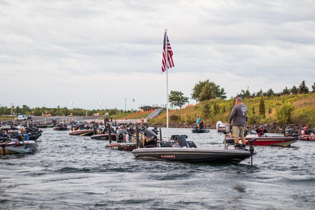 Pro anglers at an earlier Major League Fishing event on the St. Lawrence. Photo submitted by Major League Fishing.