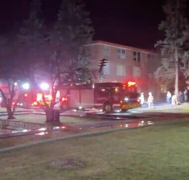 Area firefighters and emergency personnel responded to a reported fire at Van Housen Hall at SUNY Potsdam tonight.
Photo submitted.