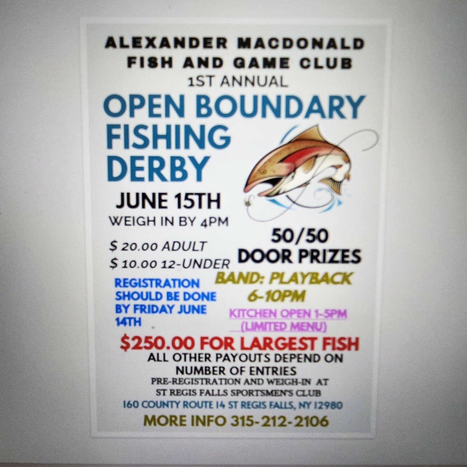 Alexander MacDonald Fish and Game Club Open Boundary Fish and Derby