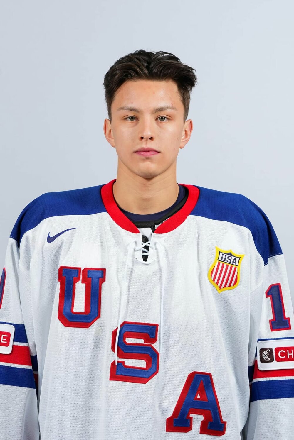 GOTHENBURG, SWEDEN - DECEMBER 25: USA’s Carey Terrance #10 - 2024 IIHF World Junior Championship at Frolundaborg on December 25, 2023 in Gothenburg, Sweden. (Photo by Chris Tanouye/IIHF)
