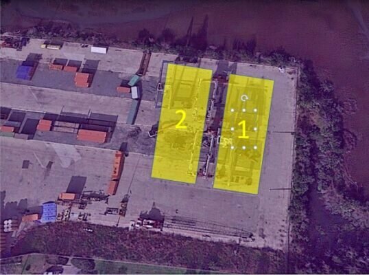 The authorized location of the fabric tent near Escambia Street.