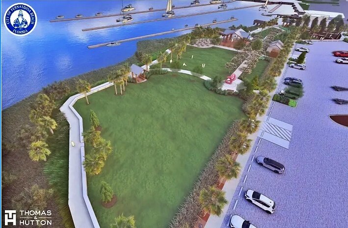 Rendering of proposed waterfront park on the Amelia River downtown.