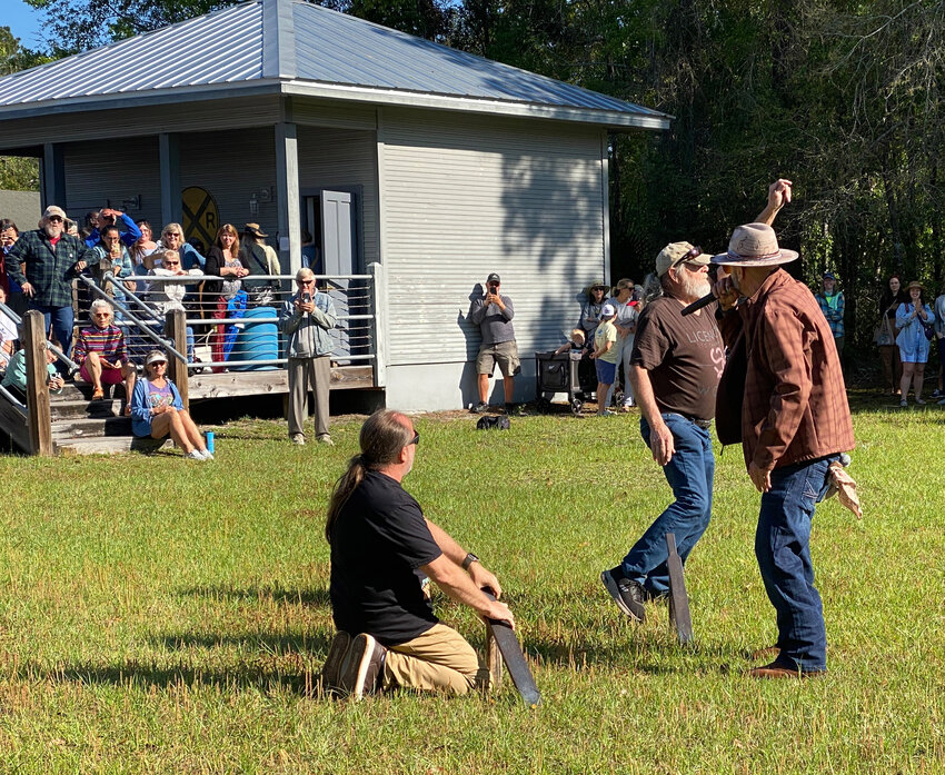 First, a worm-grunting demonstration by the “legends” who caught their first worm.
