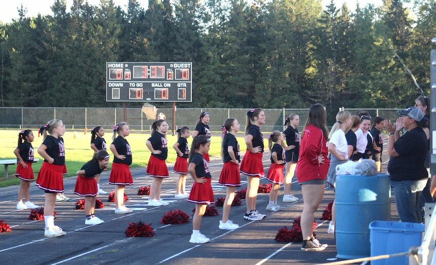 The Owen-Withee cheerleading squad was on hand to keep fans hyped at Friday’s game.