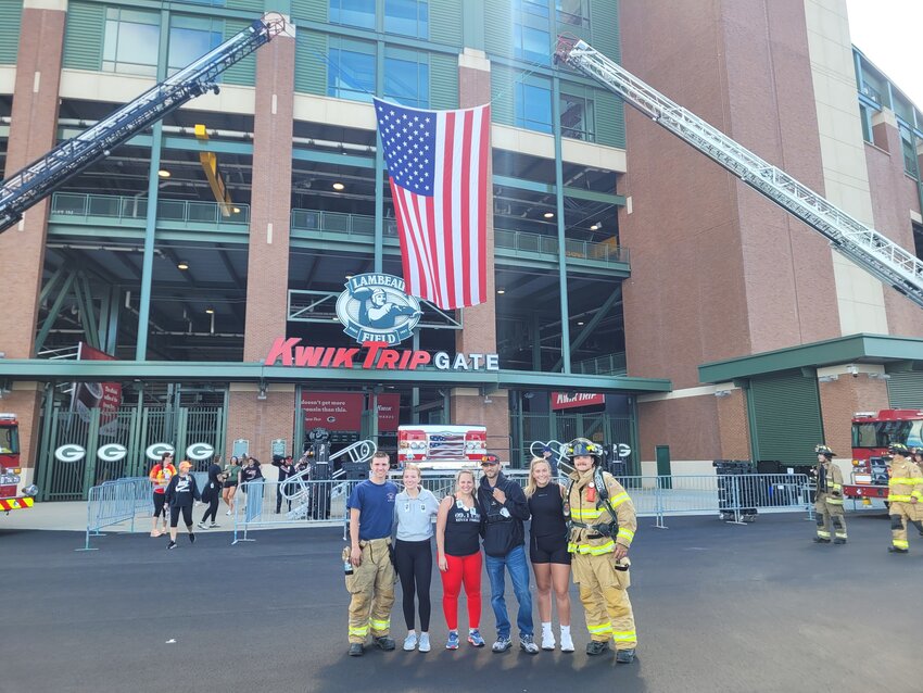 Carter Vait (left), Raegan Christianson, Toni Seidl, Josh Seidl, Ava Prahl and Tate Derks participated in the 9/11 Memorial Stair Climb at Lambeau Field to honor the lives of the 343 firefighters who gave their lives on 9/11.