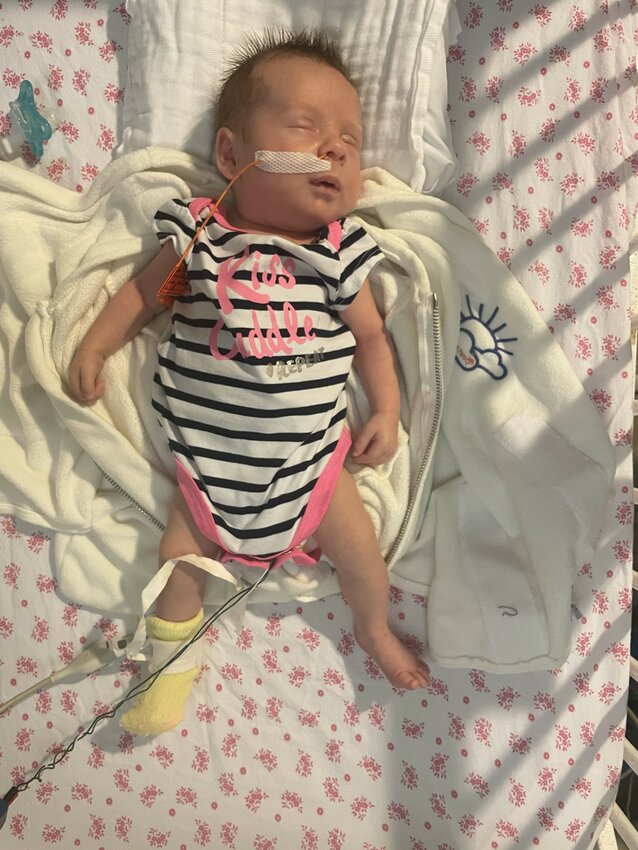 Lenora Hanson, daughter of Karissa and Mitch Hanson of Ellsworth, when she was in the NICU shortly after her birth last year in November.