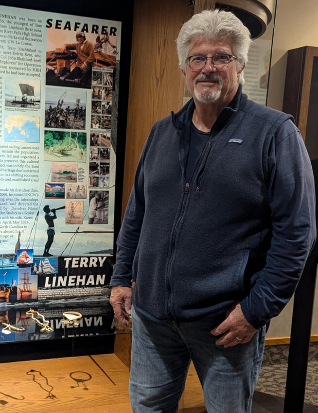 River Falls native Terry Linehan is one of the adventurers featured in the River Falls Historic Preservation Commission’s “Spirit of Adventure: Tales from River Falls” display in the lower level of the River Falls Public Library.