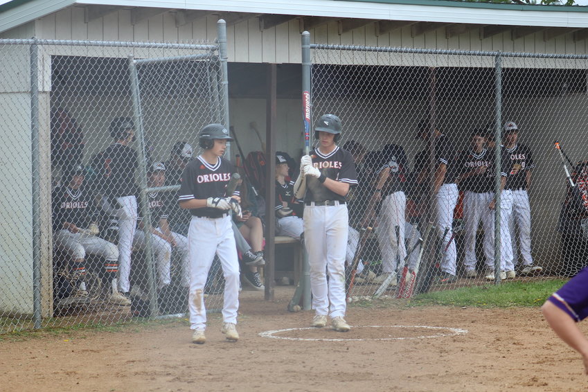 The Orioles in the dugout at Chapman Park last year.  The team starts the season with a game at Durand this Friday.
