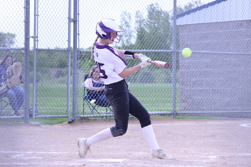 Ellsworth junior Aubrey Wittenberg rips a double to the gap during the Panthers&rsquo; playoff game on the road against Saint Croix Central last season. Wittenberg returns as one of the Panthers&rsquo; best players this year and was also selected as one of three team captains.