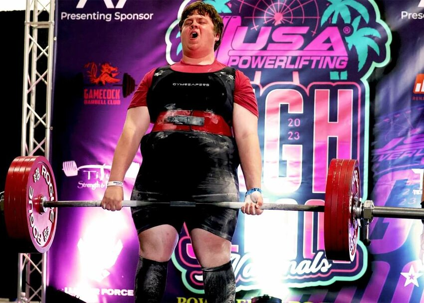 River Falls senior Chris Lavasseur competes in the 125 kg weight class at the USA Powerlifting Nationals in Myrtle Beach, South Carolina at the end of March. Lavasseur was one of the best in the country this year, as his efforts secured a ninth-place finish among the best high school lifters in the United States.