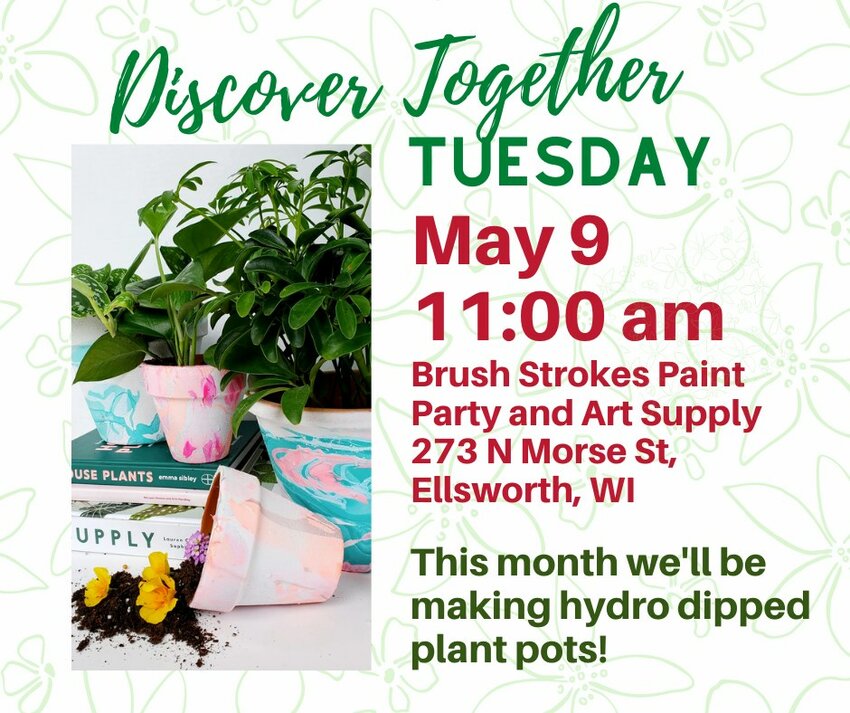 Ellsworth Senior Center will make hydro-dipped pots on Discover Together Tuesday May 9.