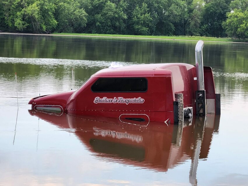 A semi-tractor belonging to a Minnesota man was found submerged off the Diamond Bluff boat landing around 4:30 a.m. June 13. The truck had been reported stolen two days earlier.