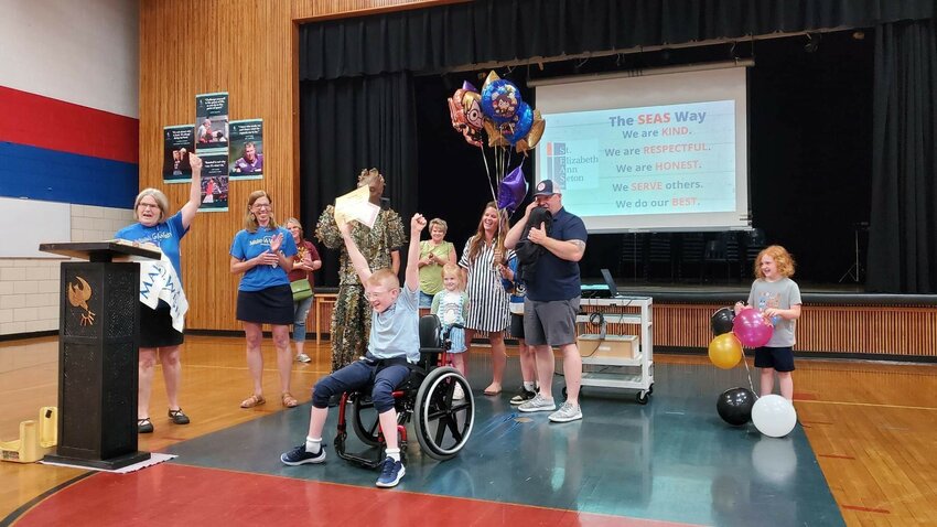 Huck Thomas was presented with his Make-A-Wish at St. Elizabeth Ann Seaton&rsquo;s last full school day of 2023. The Thomas&rsquo; will be going to Orlando for a week-long vacation in November to visit Universal Orlando and Disney World.