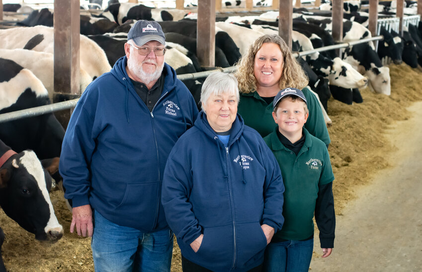 The Byl family, which operates Northernview Farm in Laketown, Wis., is shown. From left, Michael, Joyce (who is since deceased), Sara Byl and Sara&rsquo;s son, Noah. (Photo courtesy of Sara Byl)