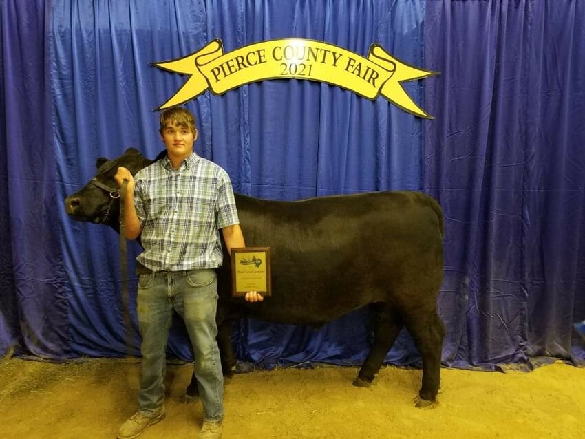 Bryce Mark has earned a Supreme Champion ribbon twice in his years of showing cattle at the Pierce County Fair. The Merri Heirs member just graduated from Plum City High School.