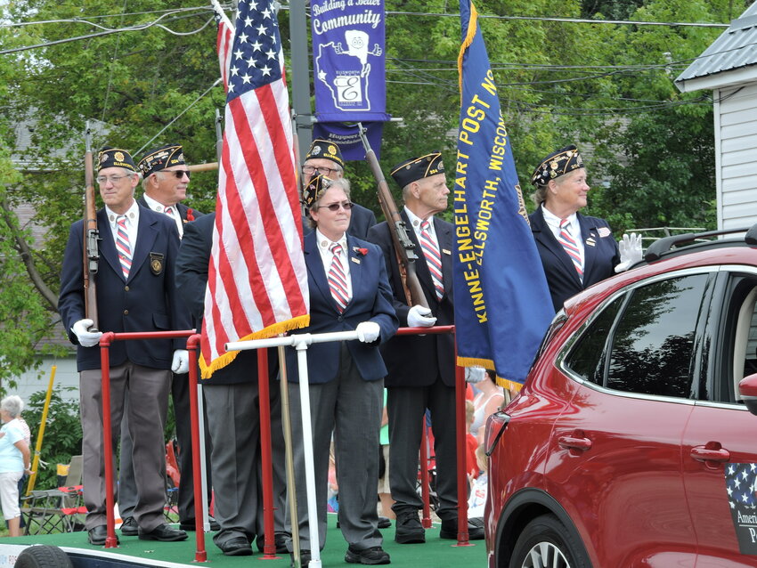 Members of the Kinne-Engelhart American Legion Post &amp; Auxiliary Color Guard led the Ellsworth Fire Department Parade Sunday, Aug. 13. The event caps off Pierce County Fair week.
