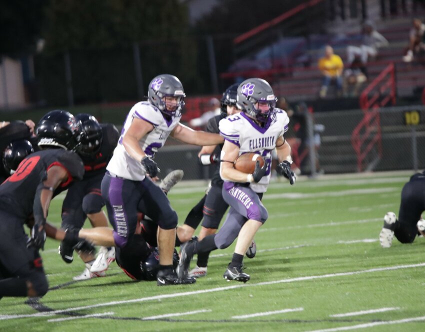 Ellsworth Running Back Levi Nelson accelerates downfield as the Panthers win a landslide victory Friday, Aug. 25.