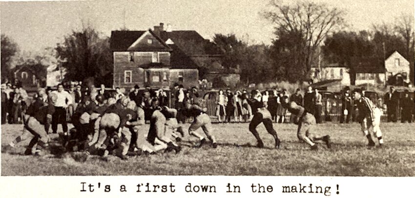 A football photo from page 39 of the 1941 Stanley High yearbook when Maves was a senior.