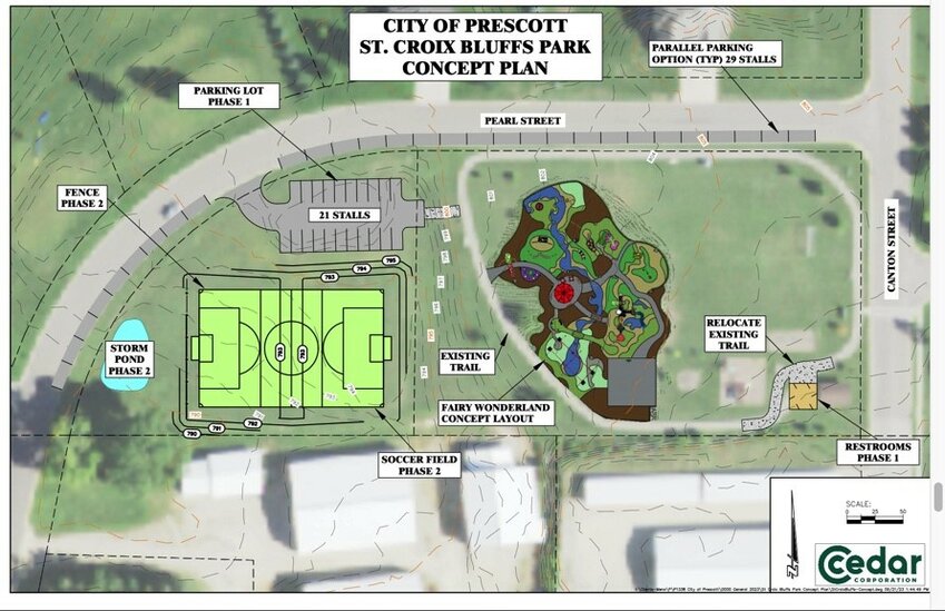 The St. Croix Bluffs Park Concept Plan shows the new parking lot that will add 21 stalls to the park area.