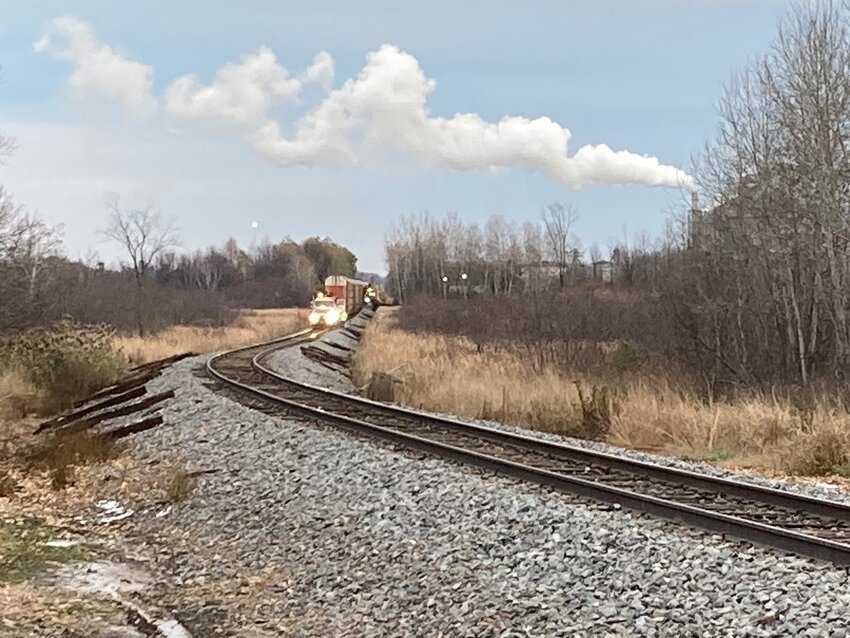 Seen from the 345th Street crossing, crews were busy Wednesday Nov. 1 addressing an early morning train derailment west of town.