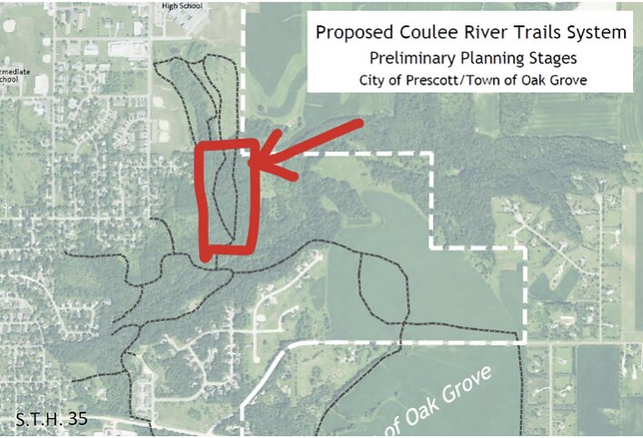 Prescott School District is looking into selling this 14.6-acre parcel, which Coulee River Trails would like to include in its extensive trail planning. CRT is asking the district to reconsider.