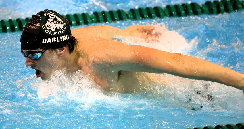 Park senior Mason Darling swims to a win in the 200-yard IM, finishing first in a time of 2:05.36.