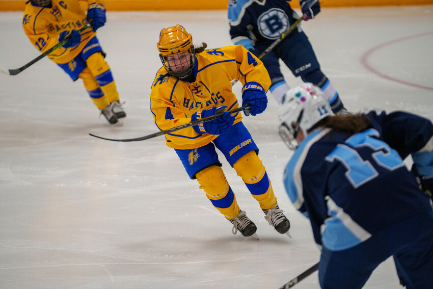Sophomore forward Haley Siebenaler has been a welcome addition to the varsity roster this season. Siebenaler has quick feet that put her in great position and helps her speed all over the ice to be in the mix on every play at either end of the rink. The first-year varsity player&rsquo;s aggressive and fearless play should be a huge asset in the playoffs with the full season under her belt.