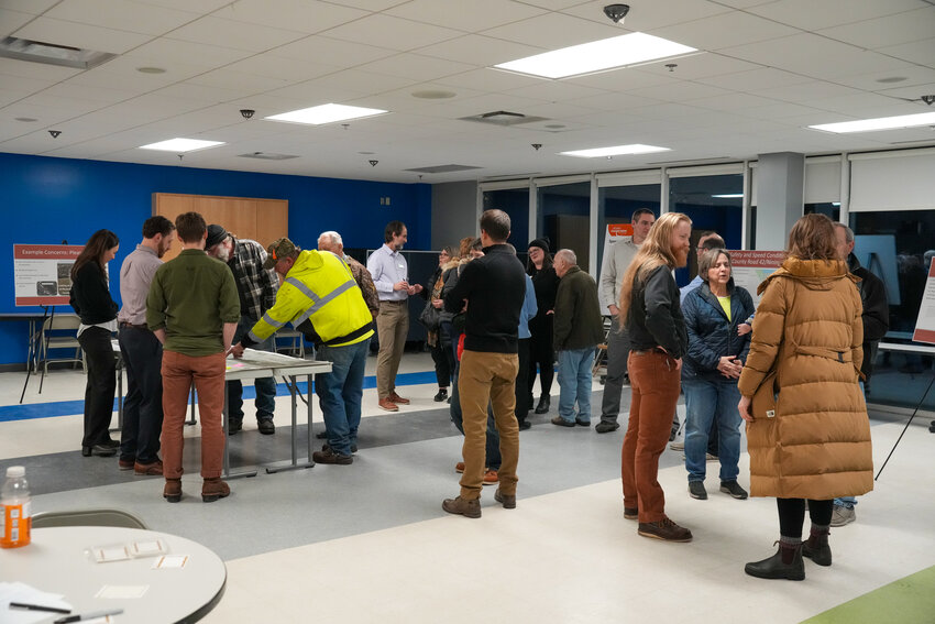 Residents talk to Dakota County officials at a public information meeting held Tuesday, Jan. 23 at the Hastings YMCA seeking feedback on improvements residents would like to see on Second Street/Nininger Road (County Road 42).