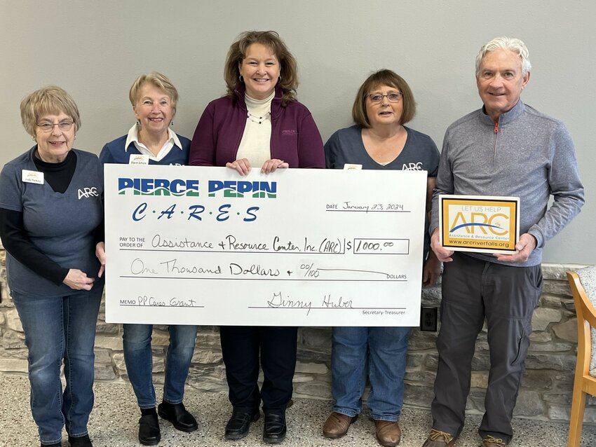 The Assistance and Resource Center (ARC) accepted a grant of $1,000 for general operating expenses.  Pictured (from left): Judy Perkins, Sharon Shulze, PPCS Senior Accountant Barb Bee, Cindy Testa, and Peter Carr.