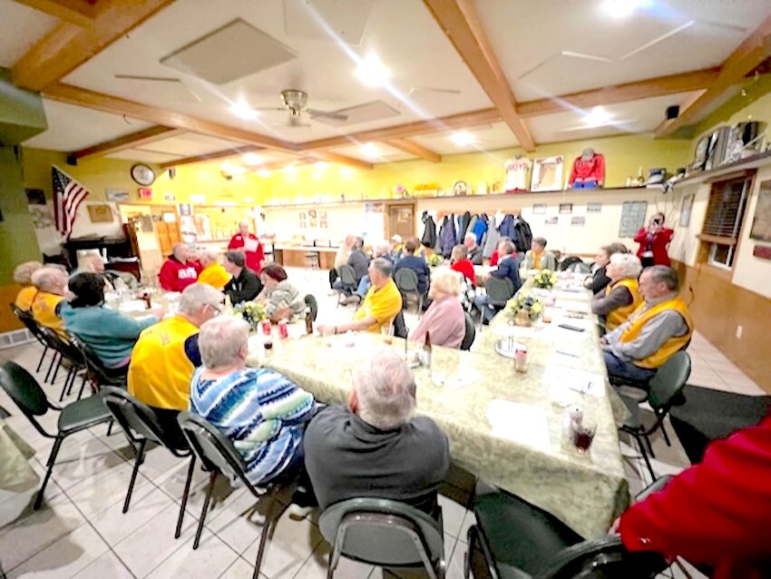 The Boyd and Stanley Lions convened at the Village Haus in Boyd Feb. 12 to host the district governor.