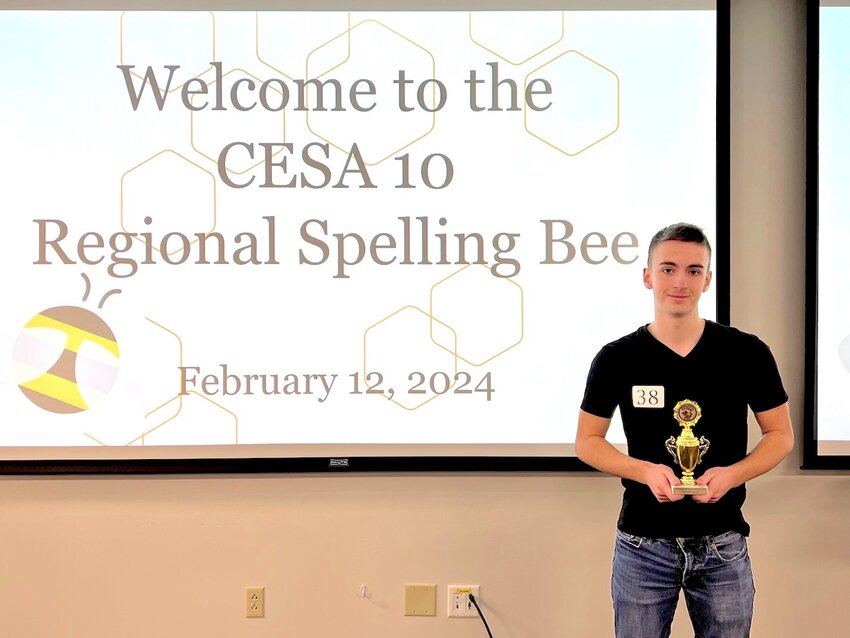 Mason Vait at the Regional Spelling Bee in Chippewa Falls.