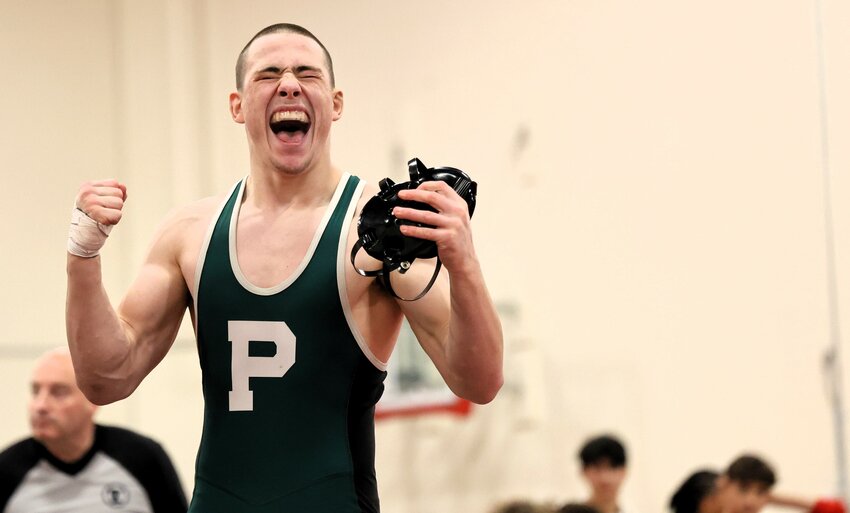 Park sophomore Dylan Richardson celebrates after winning a section title at pounds Saturday.