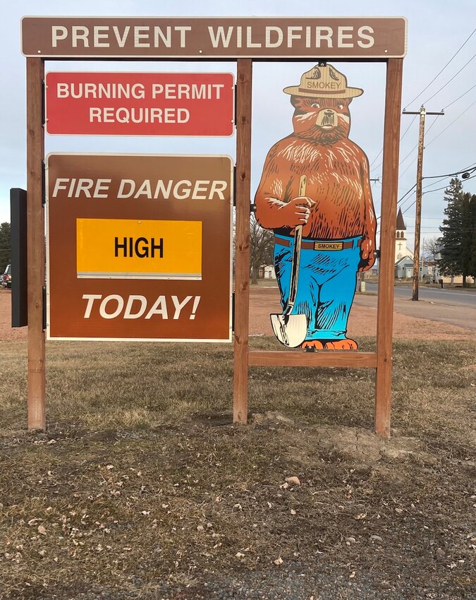 Smokey the Bear alerted residents to &quot;high&quot; fire danger on Saturday off Maple Street.