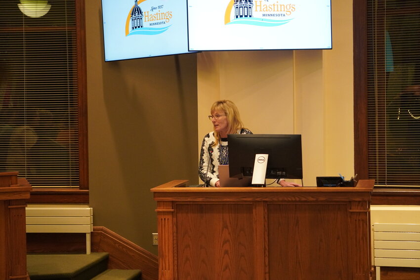 Hastings School District Superintendent Dr. Tamara Champa addressed the Hastings City Council at its meeting March 4.